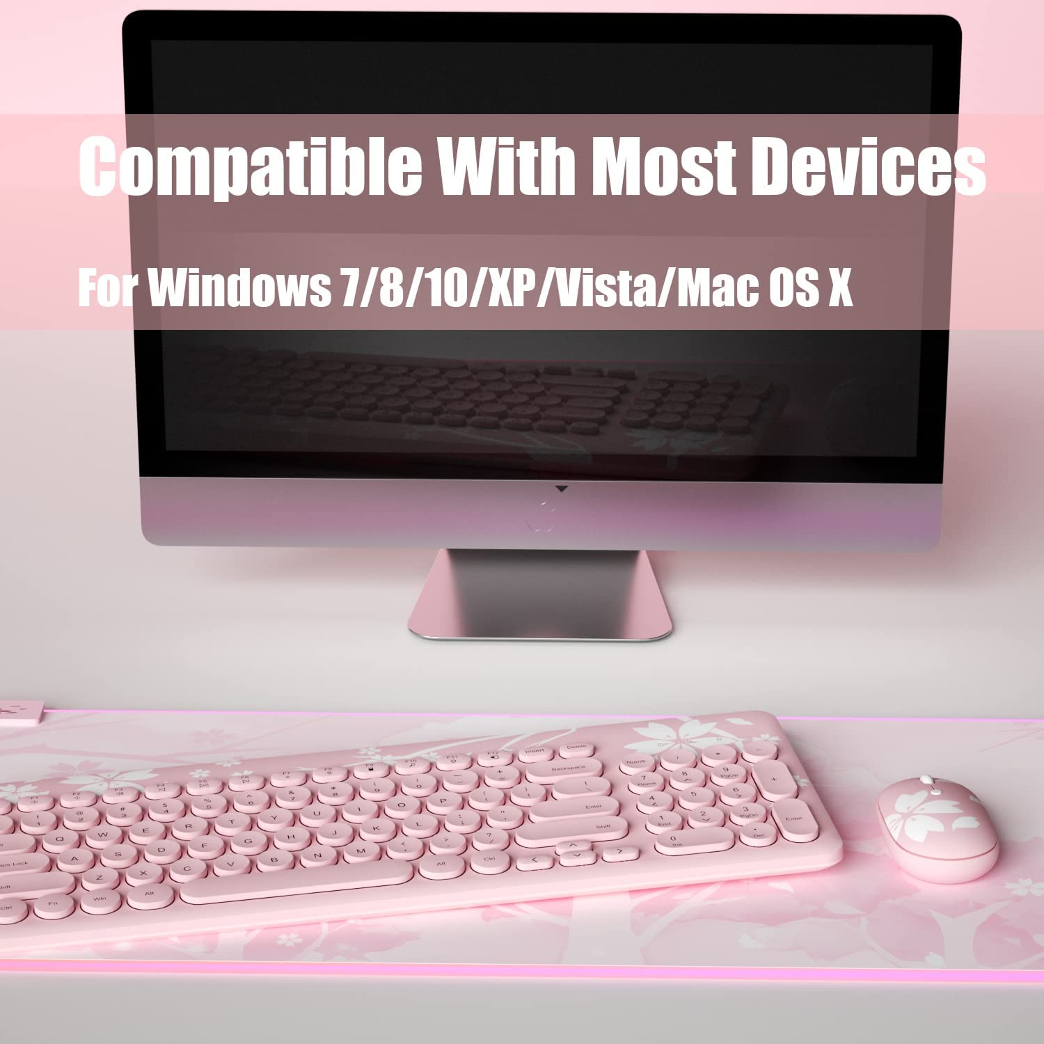Mytrix Sakura Wireless Keyboard and Mouse Set, Cherry Pink Wireless Mouse and Keyboard Combo, Retro Type-Writer Keys, Silent 96-Key Keyboard Mytrix Sakura Wireless Keyboard and Mouse Set, Cherry Pink Wireless Mouse and Keyboard Combo, Retro Type-Writer Keys, Silent 96-Key Keyboard